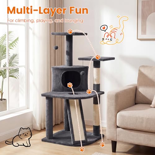 Árbol para Gato Moderno Multi-Niveles 44 pulgadas Gris Oscuro miniatura 4