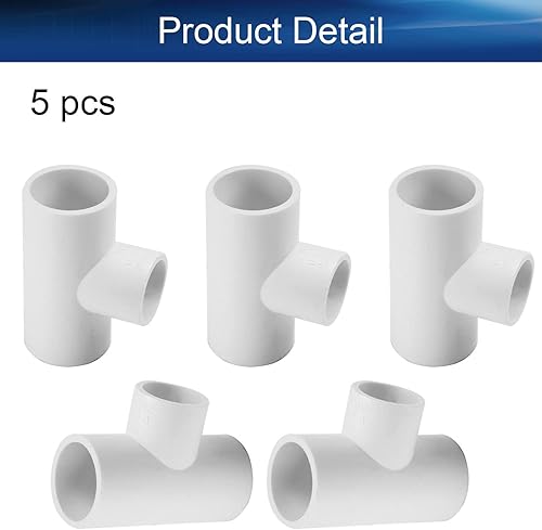 Miniatura 4 de Bettomshin 5 piezas de accesorios de PVC en T de 3 vías, conector en forma de T de identificación de 0.98 x 0.98 x 0.79 pulgadas, adaptador de