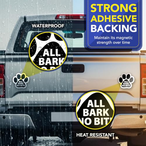 Image of Magnet Me Up All Bark No Bite Magnet Decal, 5 Inch, 2 Pack, Heavy Duty Automotive Accessory, Magnet for Cars, Trucks and SUVs, Full Color UV Printed, Vinyl, Crafted in USA