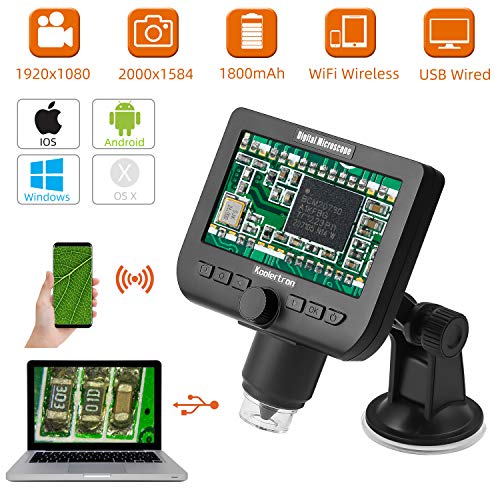 WiFi Wireless LCD Digital USB Microscope,Koolertron 4.3 Inch 1080P Camera Magnifier 1000X Magnification