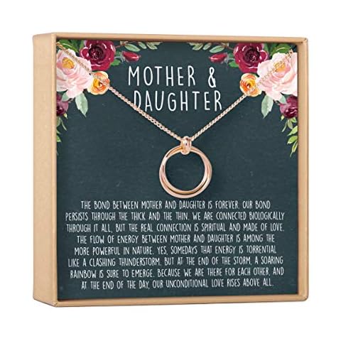 Dear Ava linked Double Circle Necklace For Women - Modern Jewelry Pendant Love Gifting Idea for Her with Heartfelt Card - Moms Birthday Mother Day Gift for Mom From Daughter Rose Gold Cover