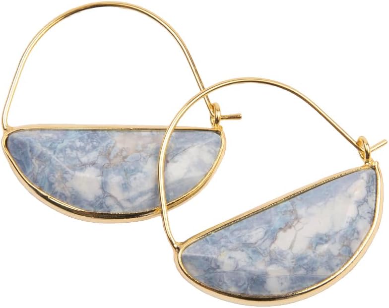 Scout Curated Wears - Stone Prism Hoop Earring - Blue Howlite/Gold