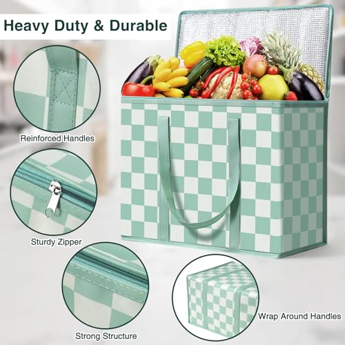 COOZOOM 2 Pack Insulated Reusable Grocery Bags, Heavy Duty Warming Large Capacity Collapsible Cooler Delivery Bags for Pizza, Hot and Cold Food, Party Catering - Thumbnail 3