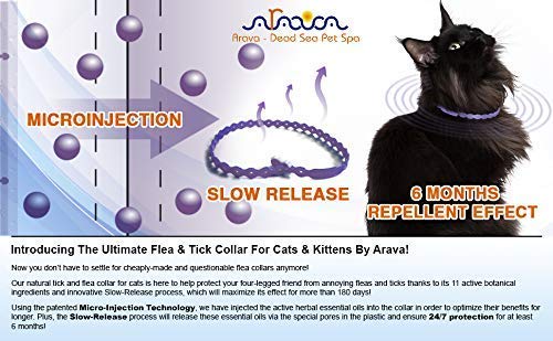 Arava Flea & Tick Prevention Collar - For Cats & Kittens - Length-14'' - 11 Natural Active Ingredients - Safe For Babies & Pets - Safely Repels Pests - Enhanced Control & Defense #TOP6