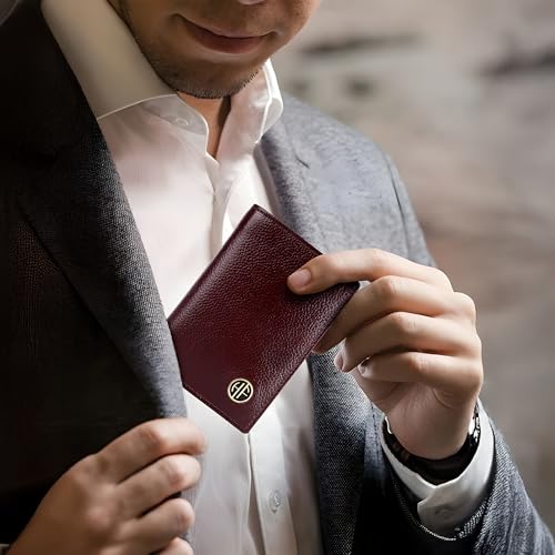 Image of HAMMONDS FLYCATCHER Genuine Leather Card Holder for Men and Women Slim RFID Blocking Bifold with 6 Card Slots Cash Compartment Compact Credit Debit Card Case Minimalist Pocket Organizer