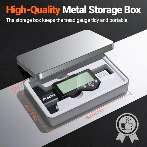 Image of Preciva Tire Tread Depth Gauge & Brake Lining Gauge Set, Digital Tire Depth Gauge with Large LCD Display and in, MM, F Conversion, for Tread Depth, Brake Shoe and Pad Wear