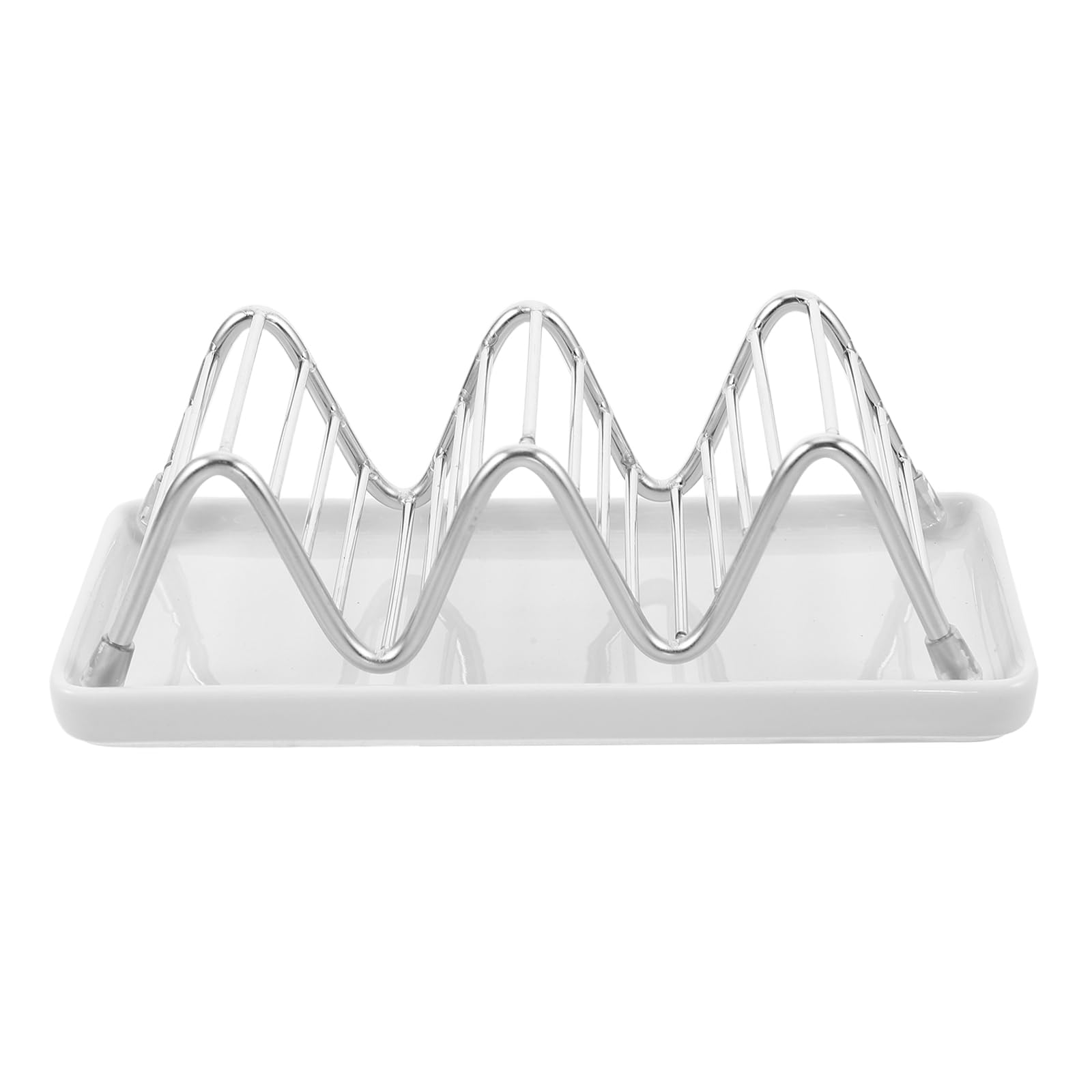 Jabonera Decorativa de Cerámica con Drenaje en Forma de W y Soporte de Acero Inoxidable para Cocina y Baño con Diseño Resistente y Sistema de Escurrido