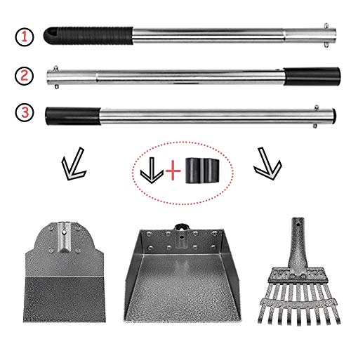 Dog Pooper Scooper, Tray Rake And Spade 3 Pack Poop Scoop Adjustable Long Handle Metal With Bin For Pet Waste Removal, No Bending Clean Up For Large And Small Dogs #TOP6