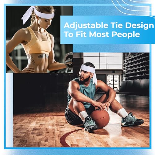 Image of Hiboom 50 Pcs Head Tie Headbands Men Women Ninja Karate Tie Athletic Sweatbands for Sports Basketball Tennis Running Workout