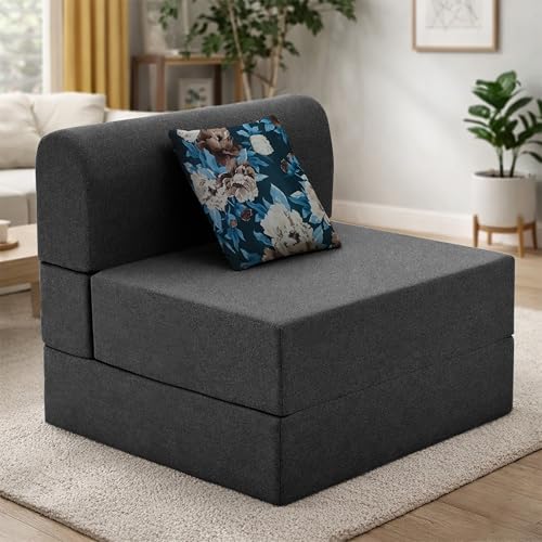 Image of Convertible 3 * 6 Single Seater Sofa Cum Bed | Foldable Sofa Bed for Apartments & Studio Rooms (Black, COMFORTMAX)