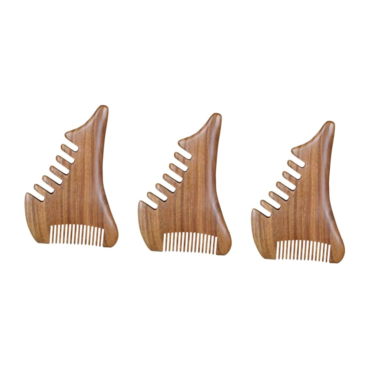 Peine de madera de sándalo Peine de madera Bigote Cabello Madera Estático Desenredante natural Masajeador de cuero cabelludo de madera Barba Cabeza estrecha Sin peines domésticos portátiles Peine con