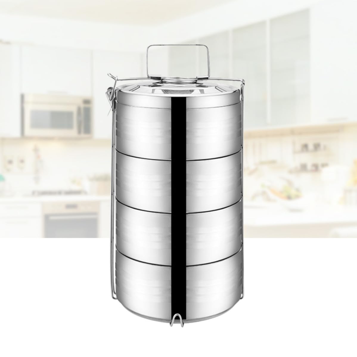 VICASKY Fiambrera que Mantiene el Sabor Original de Acero Inoxidable Diseño de 4 Niveles Térmica Caja de Almuerzo Portátil y Es Fácil de Transportar para Trabajo y Hogar