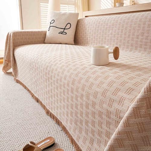 HLTQL Manta Cubre Sofa de Algodón para 1/2/3/4 Plazas, Chaise Longue, Foulard Verano (#3,90x180cm)