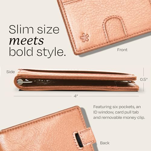 Image of Swear Brands Full Grain Leather Wallet with RFID Blocking & Money Clip - Minimalist Bifold Wallet Holds 12 Cards - Easy Access Pull Tab - Ethically Sourced (Tan)