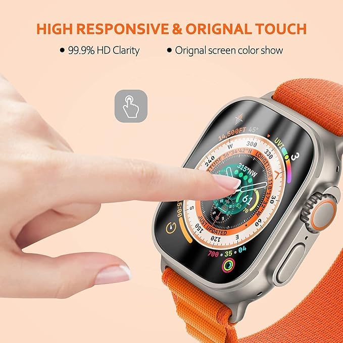 Image of BLACKSHEEP 2 Pack Membrane For Apple Watch Ultra /Ultra 2 / Ultra 3 (49mm) Full Screen Coverage Flexible Watch Screen Protector with Easy Installation Kit