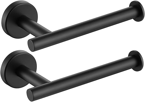 JQK Soporte de papel higiénico negro, dispensador de papel de seda de acero inoxidable 304 de 5 pulgadas de grosor de 0.031 in, soporte de pared