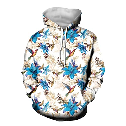 Image of Forchrinse Green Palm Tree Sea Beach Mens Hoodies Pullover Long Sleeve Fleece Hoodie Cozy Sport Casual Outwear