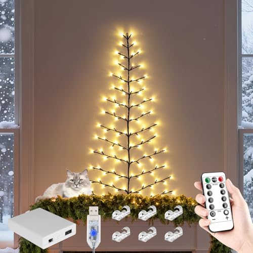 TOIPINIO Wall Christmas Tree 4FT/108LED Remote Timer/ 8 Light Model