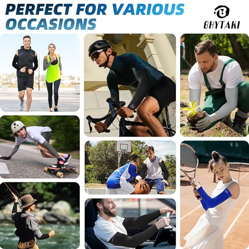 Image of BHYTAKI UV Sun Protection Arm Sleeves, UPF 50 Sports Cooling Arm Compression Sleeves for Men Women Teenager