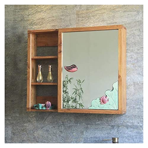 ROLTIN Bathroom Wall Mounted Cabinet, Storage Organizer Bathroom Mirror Cabinet Wall Hanging Cabinet with Rack - Afbeelding 4