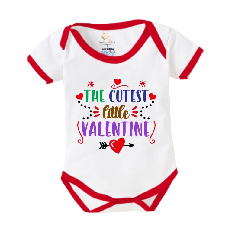 baby wish My First Valentine Day Romper Clothes Baby Valentine Bodysuits Newborn Outfit Romper with Envelop Neck Half Sleeve Unisex Romper Infant Dress Cutest Heart on Valentine