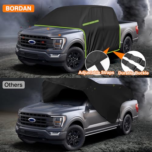 Image of Truck Cab Car Cover Waterproof All Weather - Pickup Truck Car Cover Fit for Ford F150, Chevrolet Silverado 1500, Gmc Sierra,Ram 1500 Short Bed(5.7'-6.6') with Door Zipper, Sun Rain UV Dust Protector