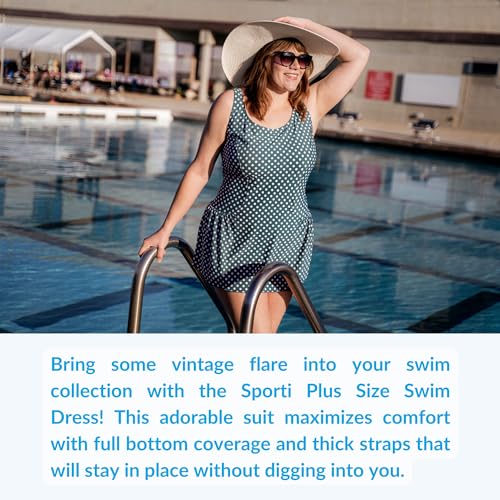 Sporti Plus Size Swim Dress for Women Swimsuit, Tummy Control Suit, Mom Bathing Suit Dress Sun Protection, Conservative Fit3