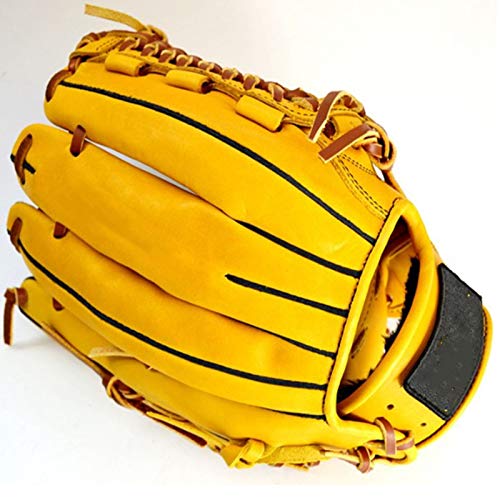 Foto von JTRHD Baseballhandschuh aus PU-Leder Softball-Infielder-Handschuhe 12 Zoll Pu. Baseballhandschuhe für Kinder Teens Erwachsene (Farbe : Gelb, Size : 12 inch)