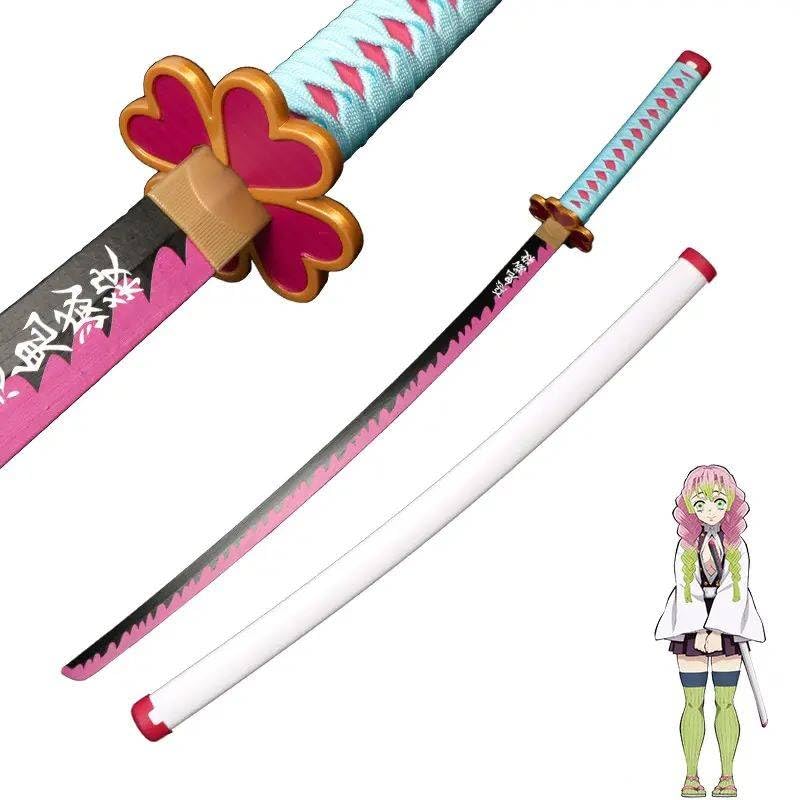 Offo Demon Slayer Mitsuri 100cm Life-Size Wooden Katana Replica, Premium Anime Cosplay Prop with Scabbard for Display & Collection, Decorative Gift for Fans & Collectors