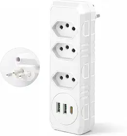 Extensão Tomada Smart com USB, Adaptador Inteligente, Régua Tomada, Régua de Energia, Adaptador, 3 Tomadas, 2 Interfaces USB, 1 Porta Tipo-C Premium Quality
