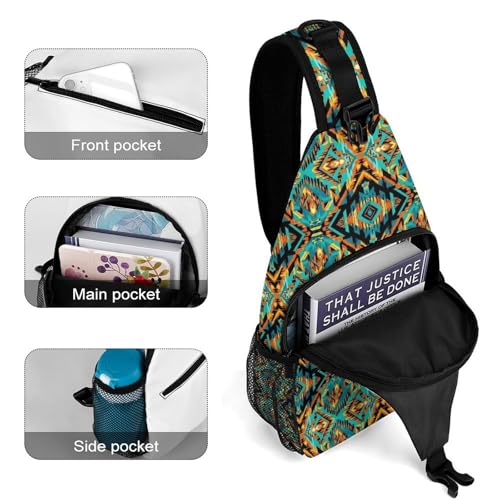 Fashion Day Pack Small Cross Body Backpack Sling Shoulder Bag Chest Bag For Men And Women Southwest Native Indian American Aztec Print4