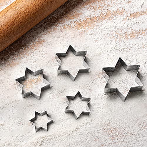 Kukifun Star Of David Cookie Cutters 5Pcs,Hanukkah Six-Pointed Star Shaped Cookie Molds Assorted Size Stainless Steel Biscuit Cutters For Kitchen Baking Sandwich Birthday Christmas Party thumb #6