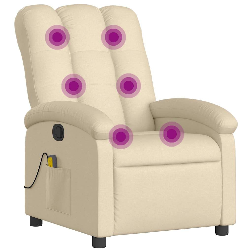 Fauteuil de massage inclinable crème avec repose-pied pour salon moderne