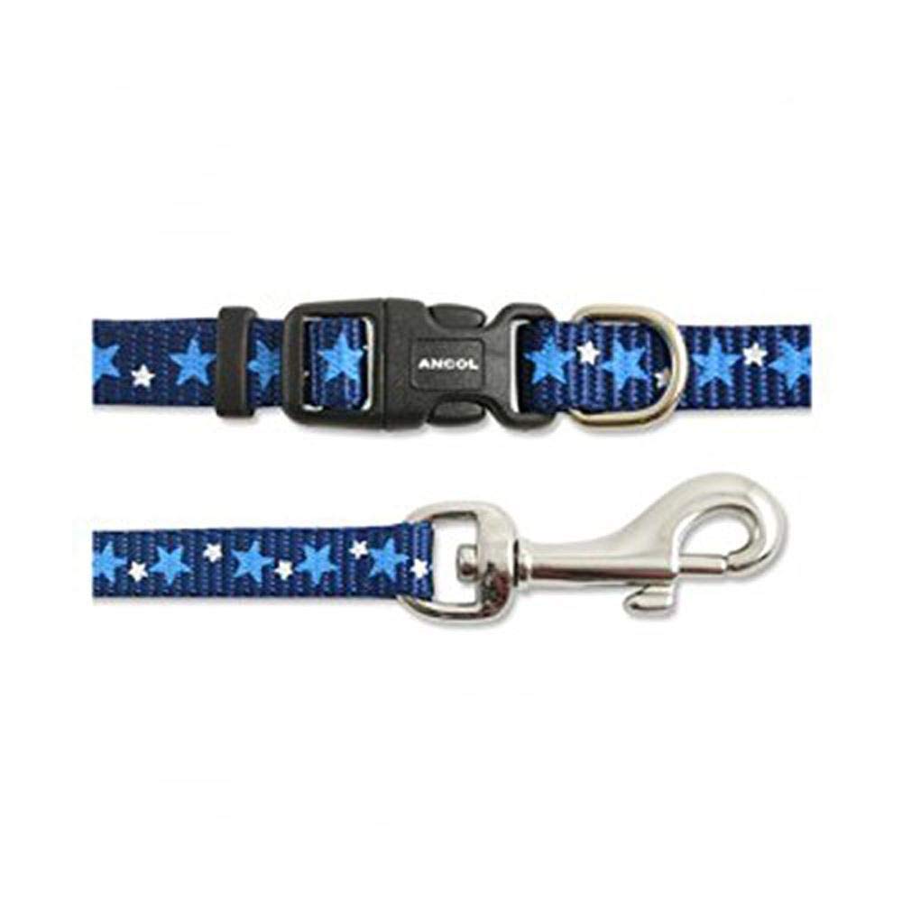 Ancol Small Bite Star Puppy And Small Dog Collar And Lead Set Blue