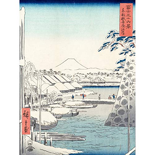 Fine Art Prints Utagawa Hiroshige Riverbank At Sukiya In Edo Canvas Premium Wall Decor Poster Mural