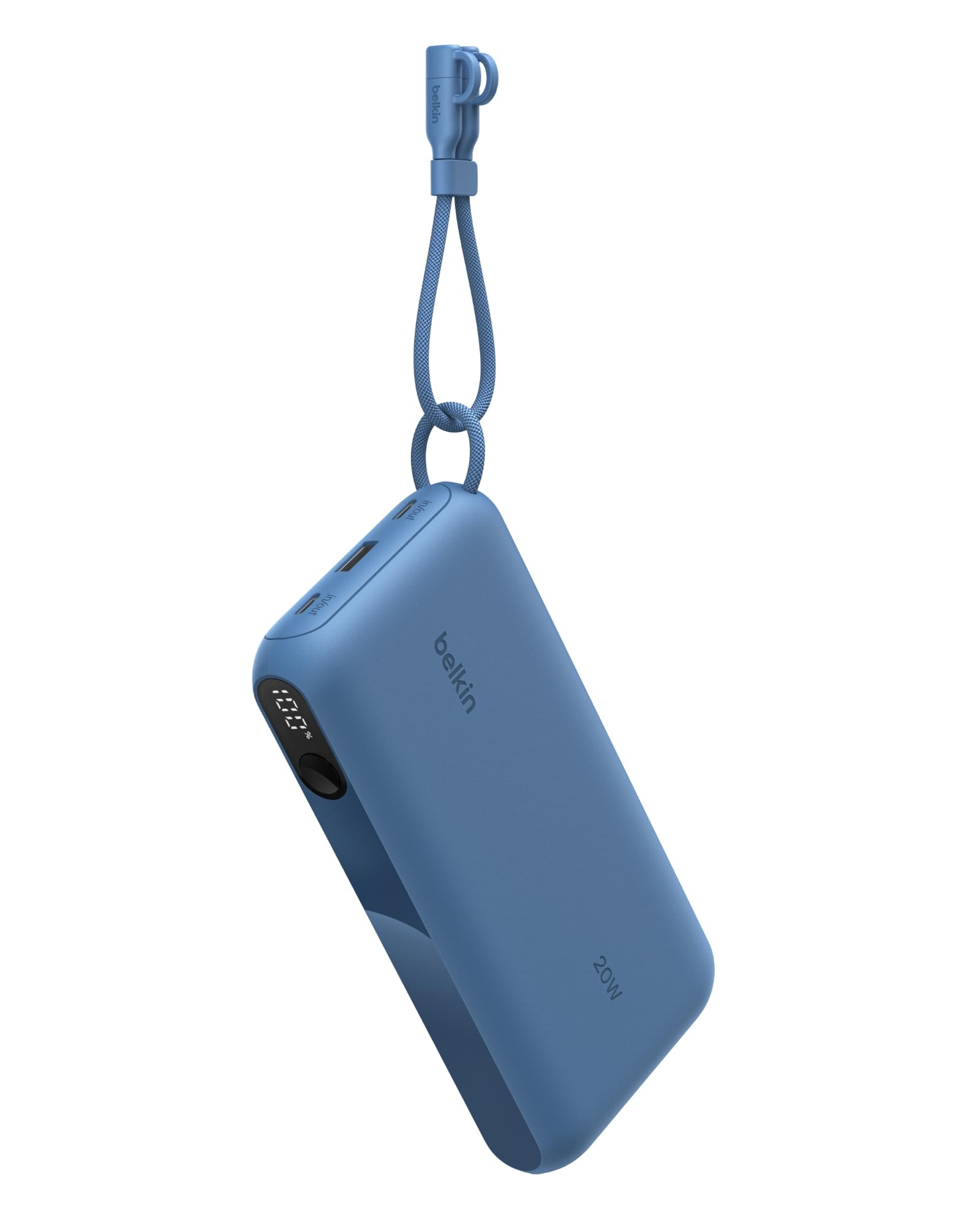 Belkin Portable Charger, USB-C Power Bank 20,000mAh w/ 2X USB-C Ports & 1x A Port, Digital Battery Display, 20W Charging - iPhone 17, Air, Pro, Samsung Galaxy S25, Pixel 10, iPad, & More - Blue