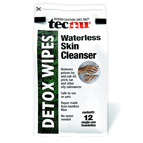 Image of Tecnu Detox Wipes, Poison Ivy Wipes, Large Individual Towelettes Remove Rash-Causing Oil From Skin, Waterless, Also for Oak and Sumac, Camping Essentials, 12 Count