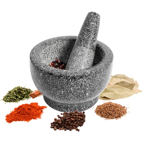BROWIN® Küchenmörser mit Stößel aus Granit 312008 | Ø 13 cm | Zerkleinerer für Kerne, Gewürze, Nüsse, Pfeffer oder Kräuter… – Ansicht 1