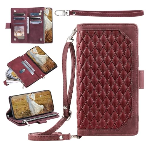 FMPCUON Coque pour Samsung Galaxy Note 10 Plus avec 7 Cartes emplacements,Bracelet,Protection Etui Housse Premium en Cuir PU,Zippé Pochette...