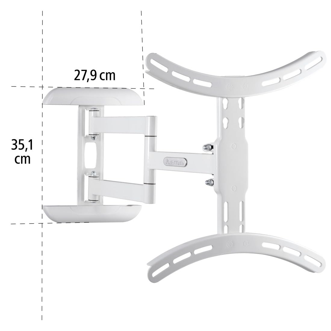 Hama TV Wandhalterung schwenkbar, neigbar, ausziehbar (TV Wandhalterung 32-65 Zoll, VESA 100x100 bis VESA 400x400, bis 35kg, mit Fischer-Dübeln) weiß