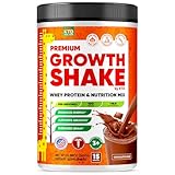 KTD BIOLABS Premium Growth Shake - Kids Growth Protein Powder, Made in USA Chocolate Whey Protein with Omega 3-6-9, Calcium, Vitamin D3 & K2 - Nutritional Drink Mix for Growth - 15 Servings