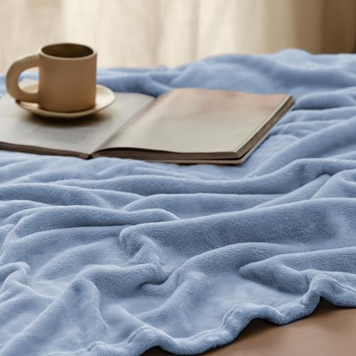 Image of Bedsure Fleece Throw Blanket for Couch Light Blue - Lightweight Plush Fuzzy Cozy Soft Blankets and Throws for Sofa, 50x70 inches