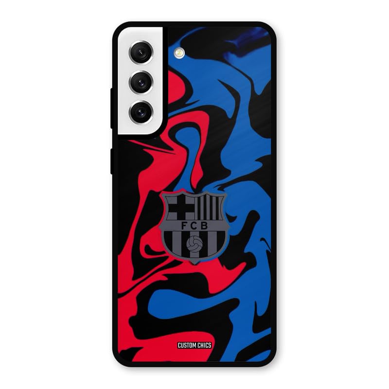 Image of PrintShield FC Barcelona Comic Back Cover for Samsung Galaxy S21 FE 5G, Shockproof Printed Phone Case with Soft TPU Sides & Anti-Slip Grip
