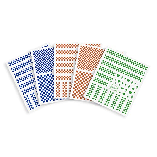 Jmeowio French Nail Art Stickers Decals 8 Sheets 3D Self-Adhesive Pegatinas Para Uñas Checkerboard Square Design Manicure Tips Nail Decoration For Women Girls thumb #8