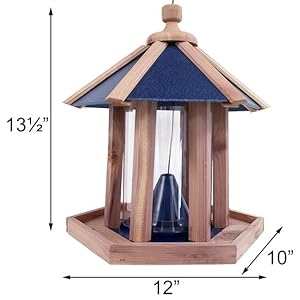 Amish made cedar recycled plastic gazebo feeder with blue roof  urban country home decor