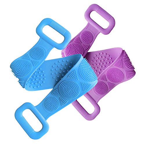 Silicone Bath Body Brush Scrubber, Bath Body Brush Towel, Exfoliating, Easy to Clean, Lathers Well, Soft Massage for Shower (2pcs)