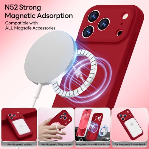 Image of LOVE 3000 Designed for iPhone 17 Pro Case, Premium Silicone [Compatible with Magsafe][Soft Anti-Scratch Microfiber Lining] Shockproof Protective Phone Case for Men Women 6.3 inch, Red