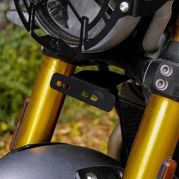 Image of Number Plate Clamp | Number Plate Relocation Clamp Compatible with Triumph Speed 400 | Scrambler 400X | Scrambler 400XC (Black, Pack of 1) (Head Light)