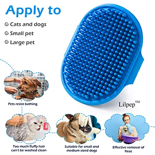 2 Pcs Dog Bath Brush Dog Grooming Brush, Lilpep Pet Shampoo Bath Brush Soothing Massage Rubber Comb With Adjustable Ring Handle For Long Short Haired Dogs And Cats #TOP6