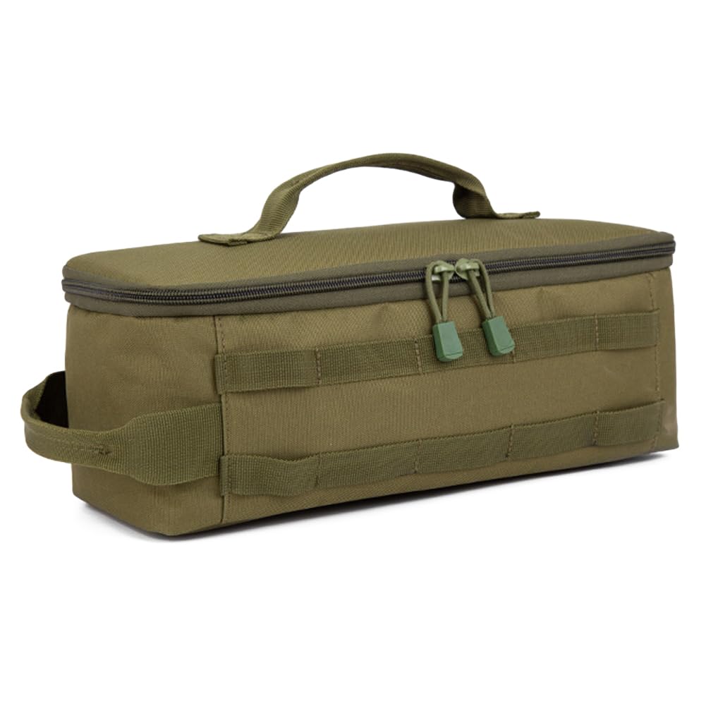Kexpery Cooker Storage Bag Oxford Cloth Double Zippers Large Capacity Camping Storage Bag with Handle for Camping Hiking Travel (Army Green)